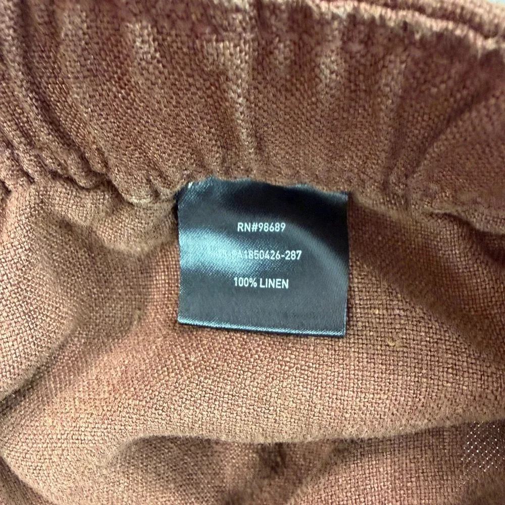 TODD SNYDER Straight Fit 100% Linen Beach Pants in‎ Cigar Men 2XL Drawcord NWT